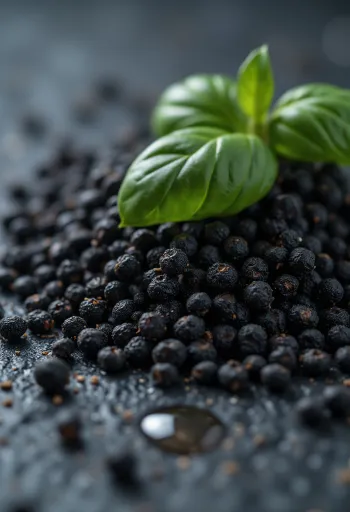 Nasiona bazylii w małej miseczce, obok w szklance namoczone, żelujące nasiona