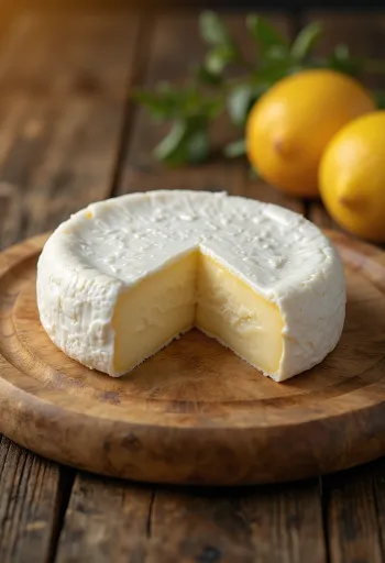 Świeży ser Camembert w białej ceramicznej misce na stole