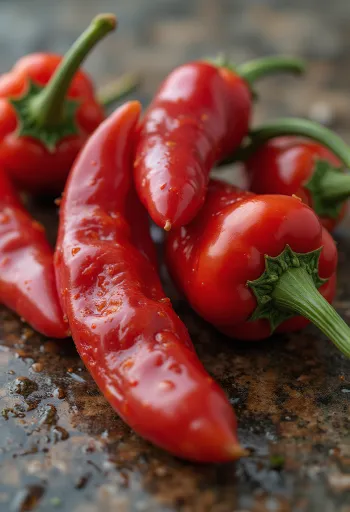 Świeże całe i pokrojone czerwone papryczki chili na drewnianej desce do krojenia