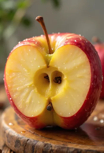 Świeże jabłka Honeycrisp i plasterki na desce
