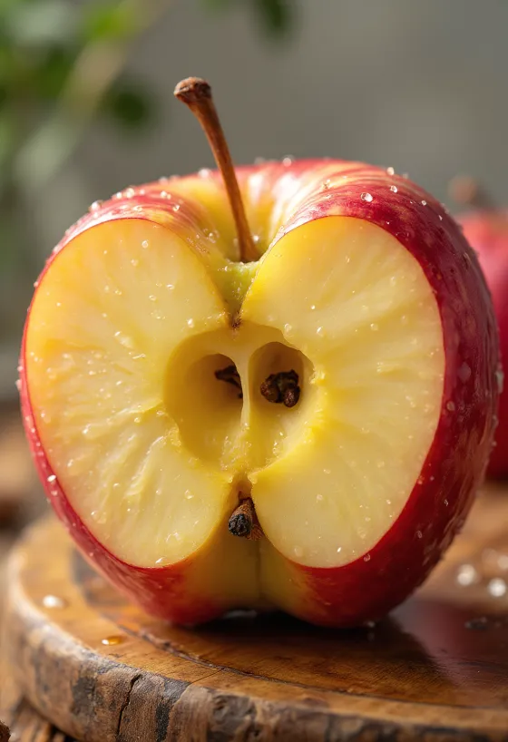 Świeże jabłka Honeycrisp i plasterki na desce
