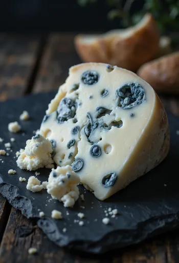 Świeży ser Roquefort w białej miseczce na stole
