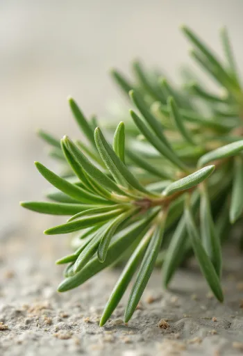Suszone igły rozmarynu i mielony rozmaryn na drewnianej powierzchni