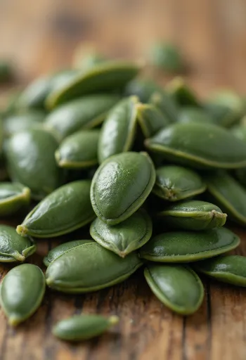 Pestki dyni łuskane i w łupinach w drewnianych miseczkach