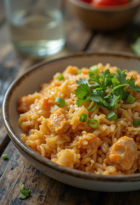 Nasi Goreng z sambalem, podawane z bogatymi przyprawami i sambal oelek
