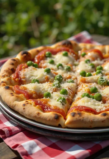Pizza ai Piselli z zielonym groszkiem i serem