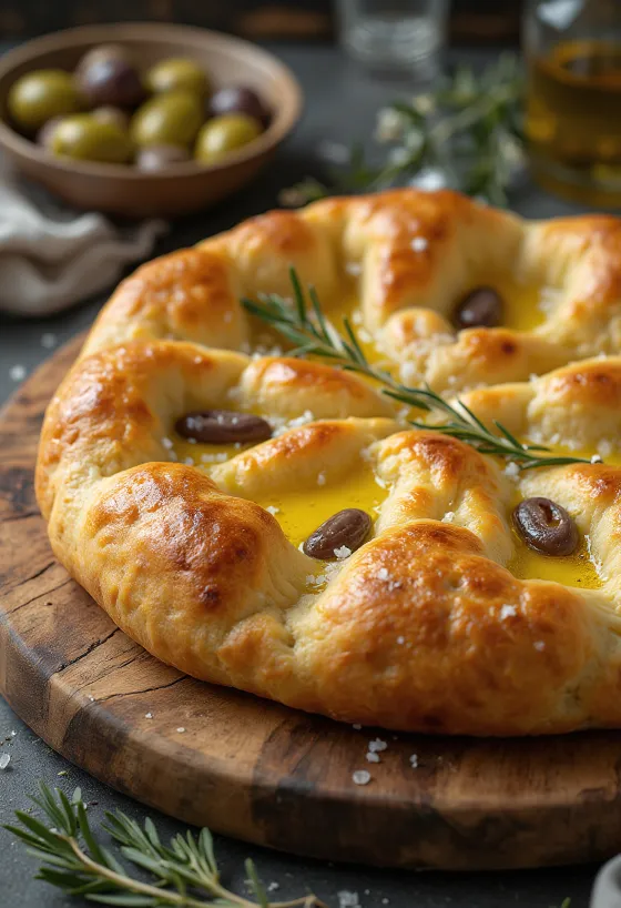 Pizza Focaccia z solą i oliwą z oliwek z Ligurii