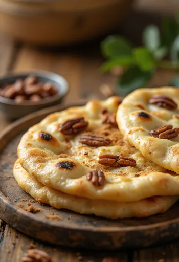 Chleb naan z orzechami pekan podana