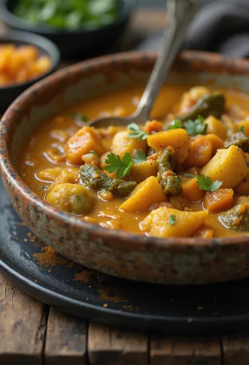Wegańskie curry z soczystymi warzywami i świeżą kolendrą