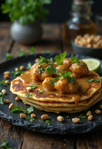 Naleśniki Satay z kurczakiem w orzechach i kolendrą