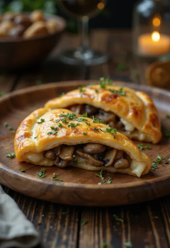 Calzone z pieczarkami, nadziewana pizza