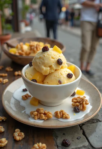 Lody bakaliowe podane w pucharku