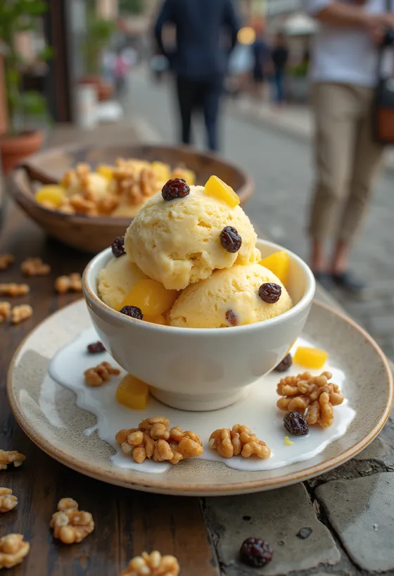 Lody bakaliowe podane w pucharku
