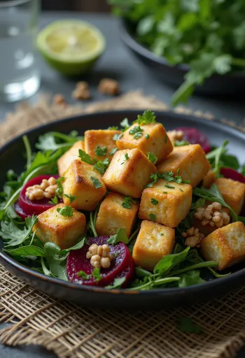 Limonkowe pieczone tofu z sałatką z buraków