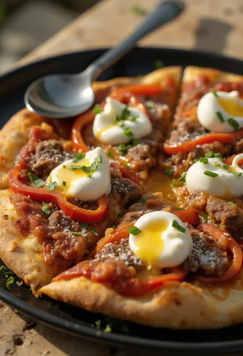 Pizza Iskender podana na stół