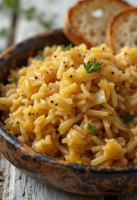 Ryż z kapustą podany na talerzu