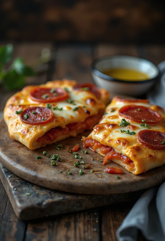 Calzone z pepperoni pizza nadziewana