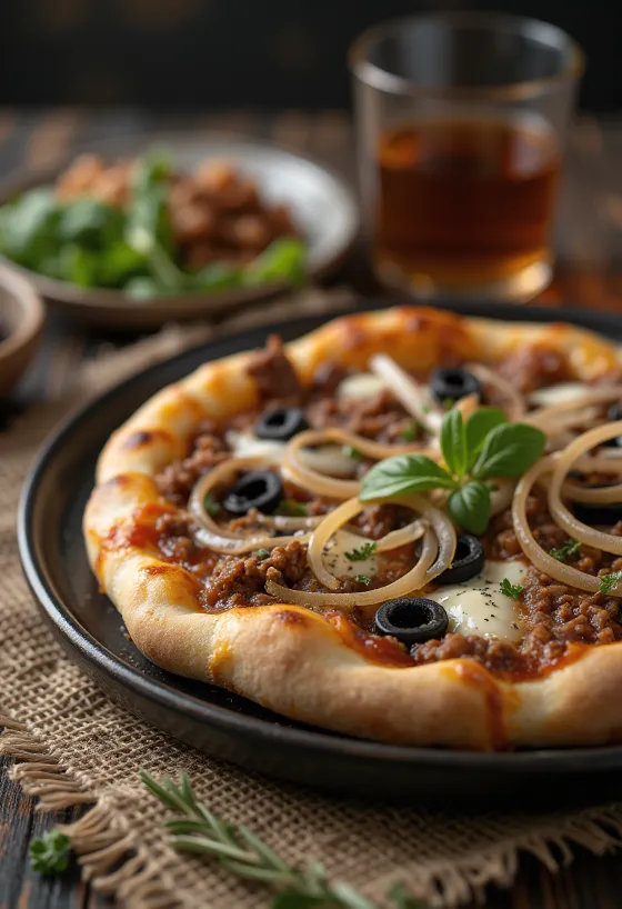 Pizza Libyenne podana na stół