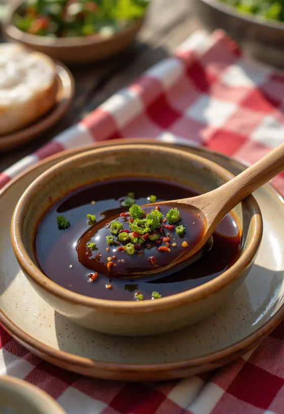 Sos teriyaki podany w miseczce