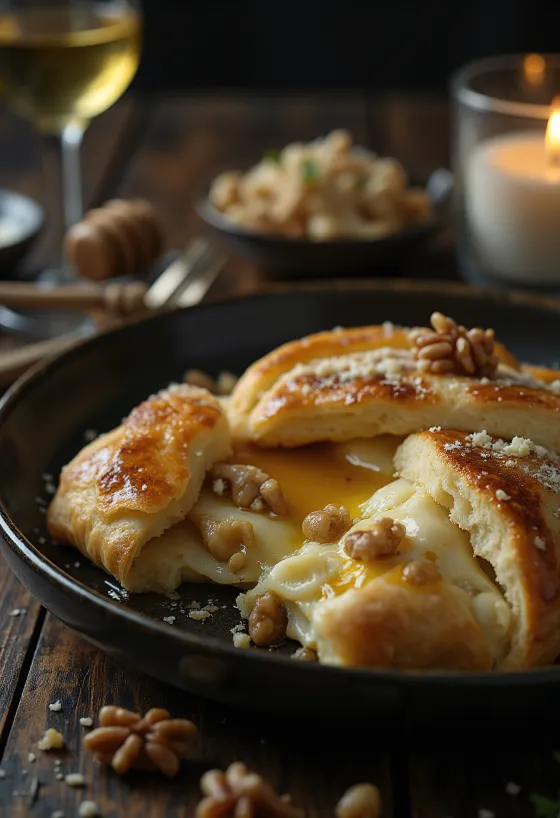 Calzone z gorgonzolą upieczone na złoty kolor