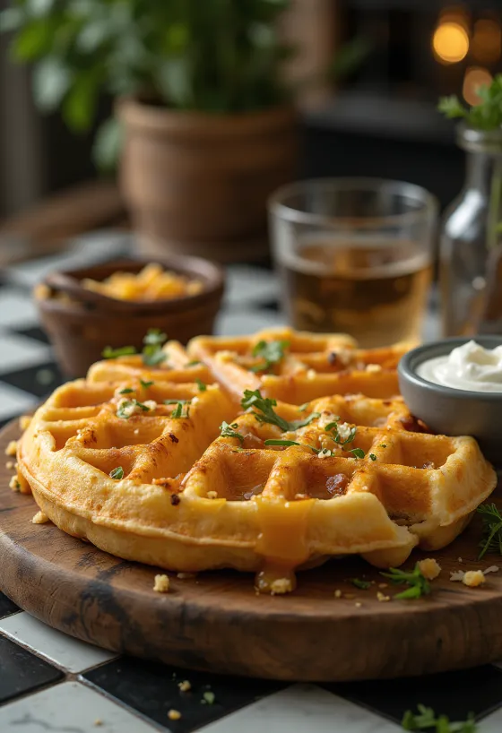 Gofry czosnkowe podane na talerzu