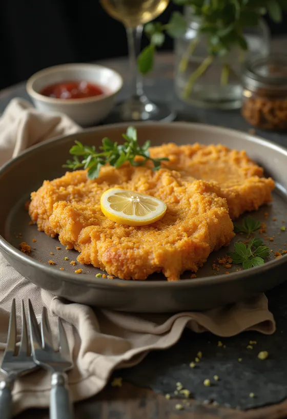 Kotlet schabowy podany na talerzu