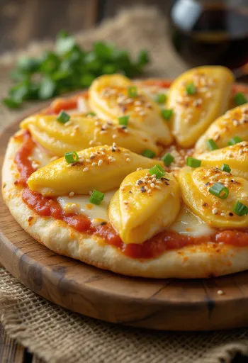 Pizza Tamagoyaki, z delikatnym omletem, świeżą dymką i sezamem