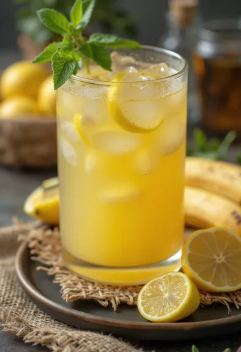 Lemoniada bananowo-miętowa w szklance