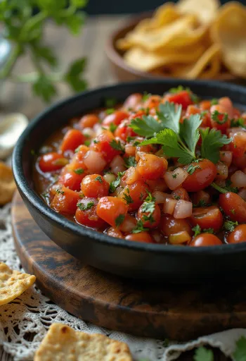 Grillowana pikantna salsa pomidorowa BBQ podana w miseczce