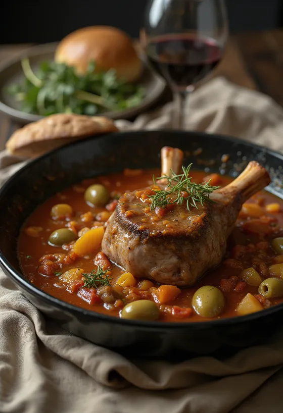 Osso Buco z oliwkami, świeżo podane