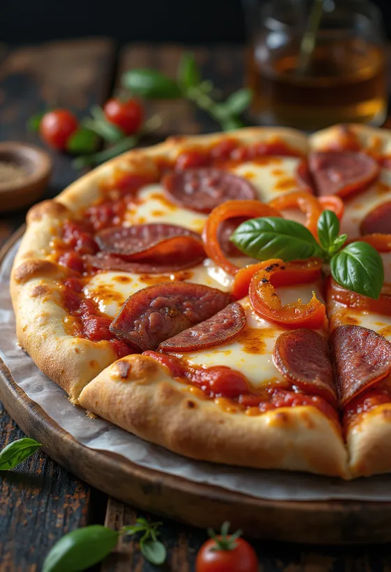 Pizza alla Campagnola z salami i warzywami