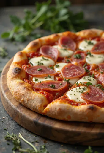 Pizza al Finocchiona z salami z koprem włoskim i świeżym oregano
