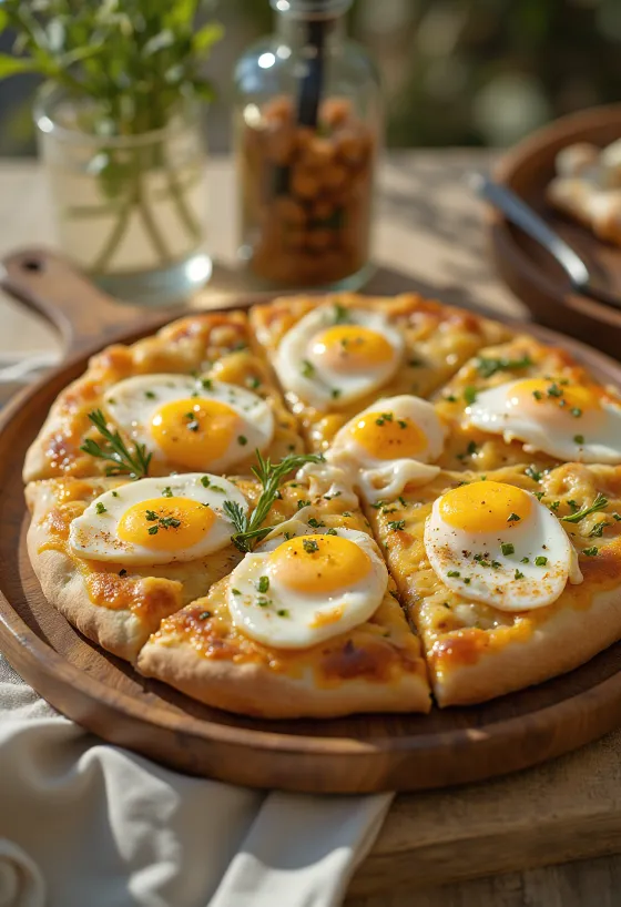 Pizza Sabich podana na stół