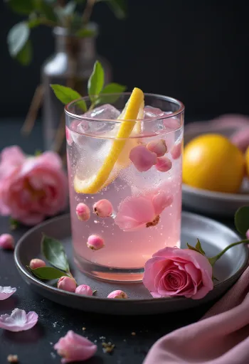 Lemoniada różana podana w szklance