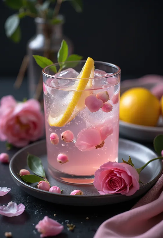 Lemoniada różana podana w szklance