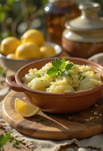 Dolma w liściach kapusty z nadzieniem ryżowym, podana ze świeżymi plasterkami cytryny
