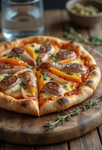 Pizza Viennese z austriacką kiełbasą, papryką i mozzarellą