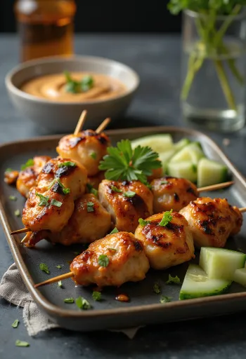 Klasyczne Satay, grillowany kurczak w marynacie z masła orzechowego