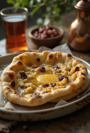 Kashmiri naan nadziewany rodzynkami i orzechami