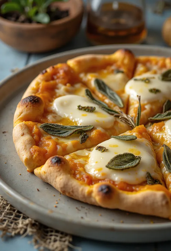 Pizza alla Zucca z pieczoną dynią i mozzarellą