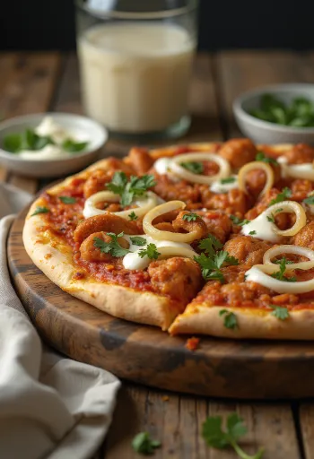 Tandoori chicken pizza z indyjskimi przyprawami i kolendrą