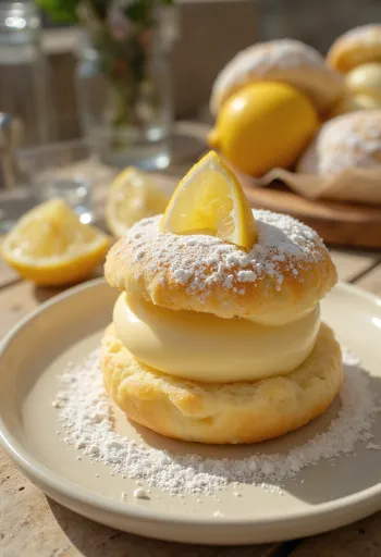 Semla z kremem cytrynowym, świeże i apetyczne ciastko
