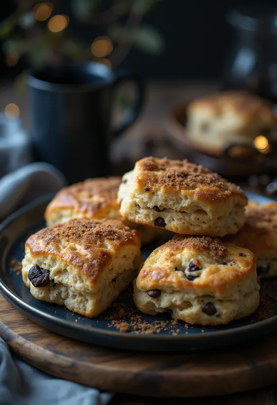 Talerz z pogaczami o smaku kawy z mlekiem