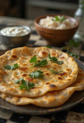 Świeżo przygotowany indyjski chlebek paratha