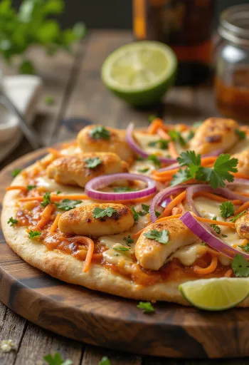 Thai chicken pizza z sosem orzechowym i kolendrą