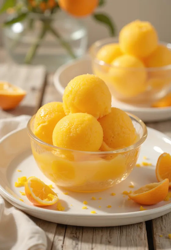 Domowy sorbet pomarańczowy, orzeźwiający deser