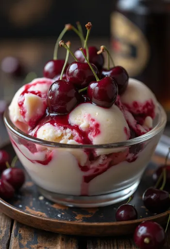 Lody z wiśniami Amarena podane w pucharku