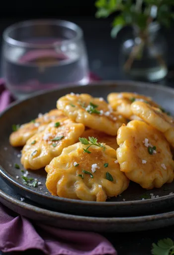 Sopaipilla chilena na słono podana ze śmietaną i ziołami