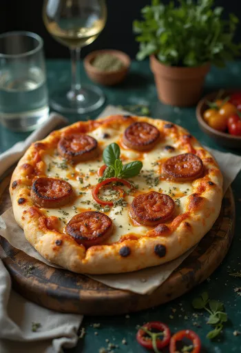 Wegańska Pizza Diavola z roślinną kiełbasą i chili