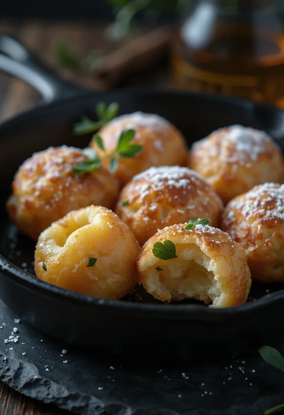 Bezglutenowe Æbleskiver, złocistobrązowe, z miękkim wnętrzem i chrupiącą skórką